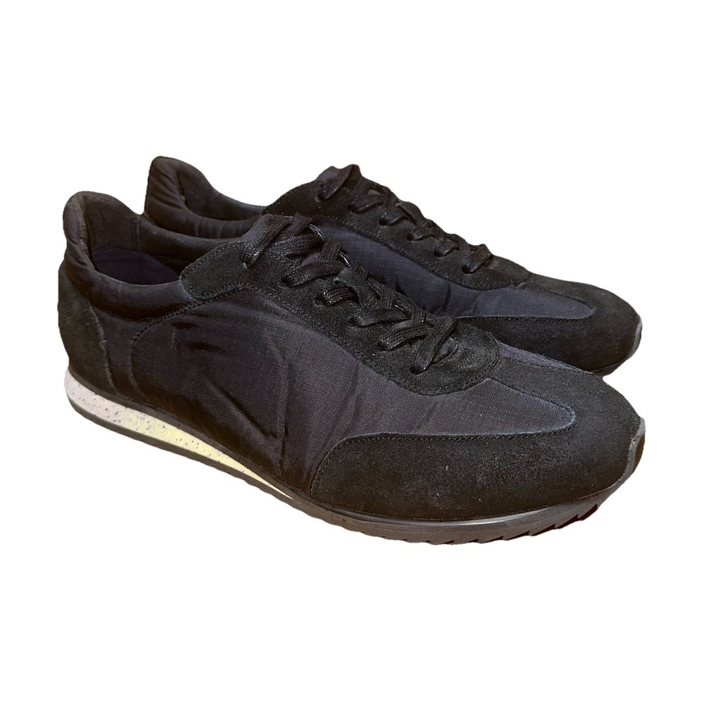 Banana Republic Thane Mixed Media Sneakers Shoes Black Leather Men's 12 M $138